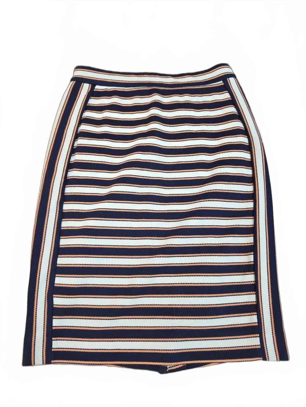 Banana Republic Navy And Light Orange Striped Stretchy Lined Skirt 0P